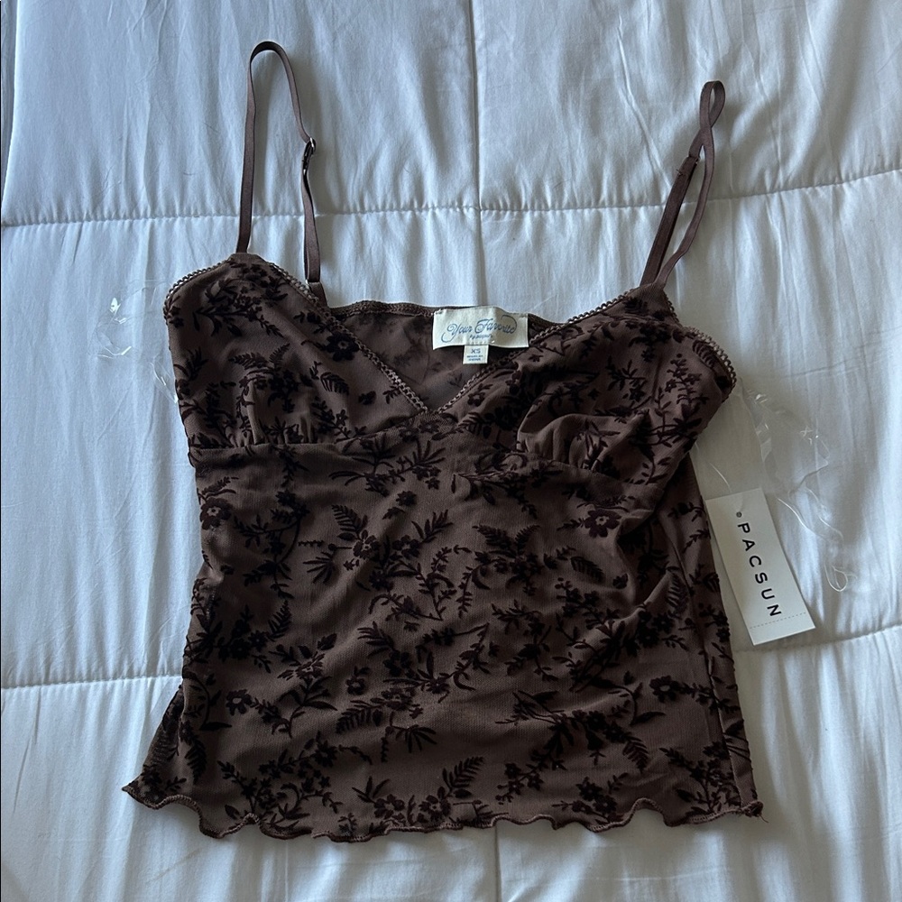 XS Pacsun Your Favorite Hazel Burnout Velvet Floral Tank Top